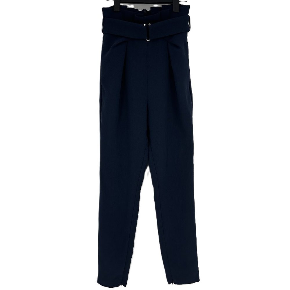 Elliatt High Paperbag Waist Belted Pants Trousers Navy Blue XS